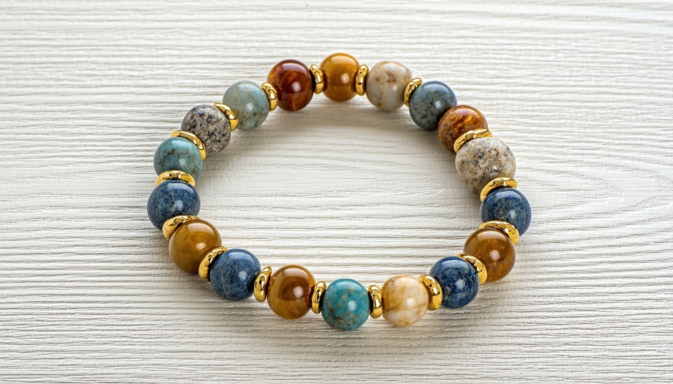 Pulsera de piedras naturales y oro
